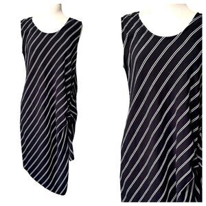 Moonlight Asymmetrical Navy Lagenlook Coastal Grandma Nautical Dress - M/L